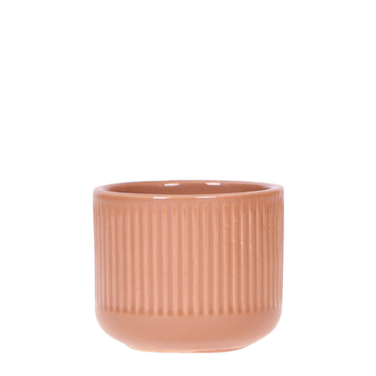 Cache-pot céramique nervuré cognac - 6 cm