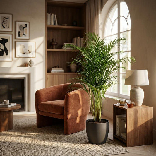 Areca Palm (Dypsis) avec Potter Gris - 100cm - Ø21