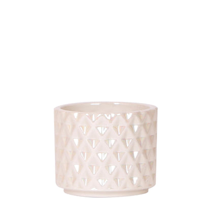 Cache-pot céramique facettes nacrées - éclat précieux - travertin