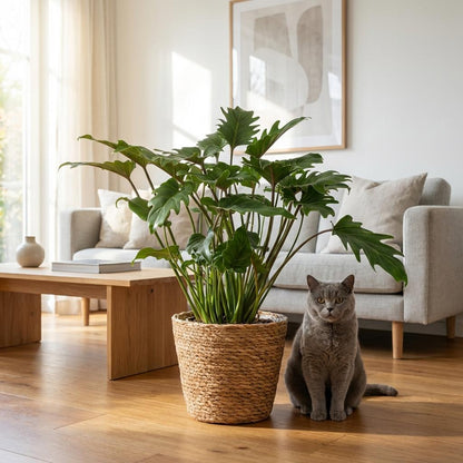 Plante d'intérieur - Philodendron - Philodendron Xanadu - Vert - Entretien facile - 1 Plante - avec Panier - Pot 19cm - Hauteur 60cm