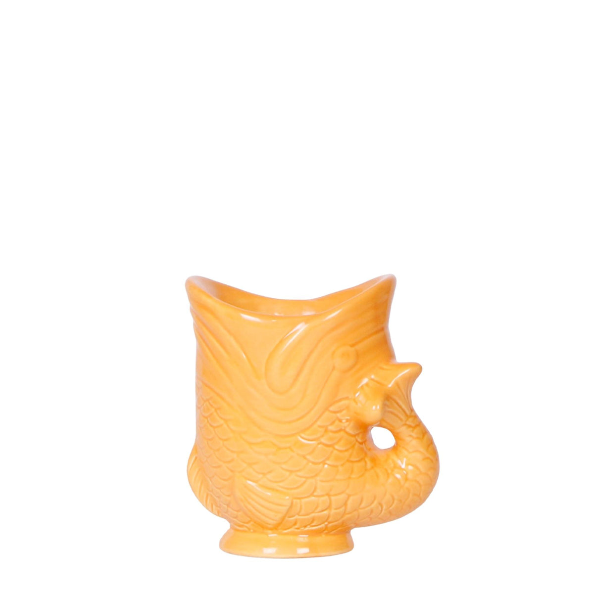 Cache-pot céramique forme poisson - touche ludique et marine - orange