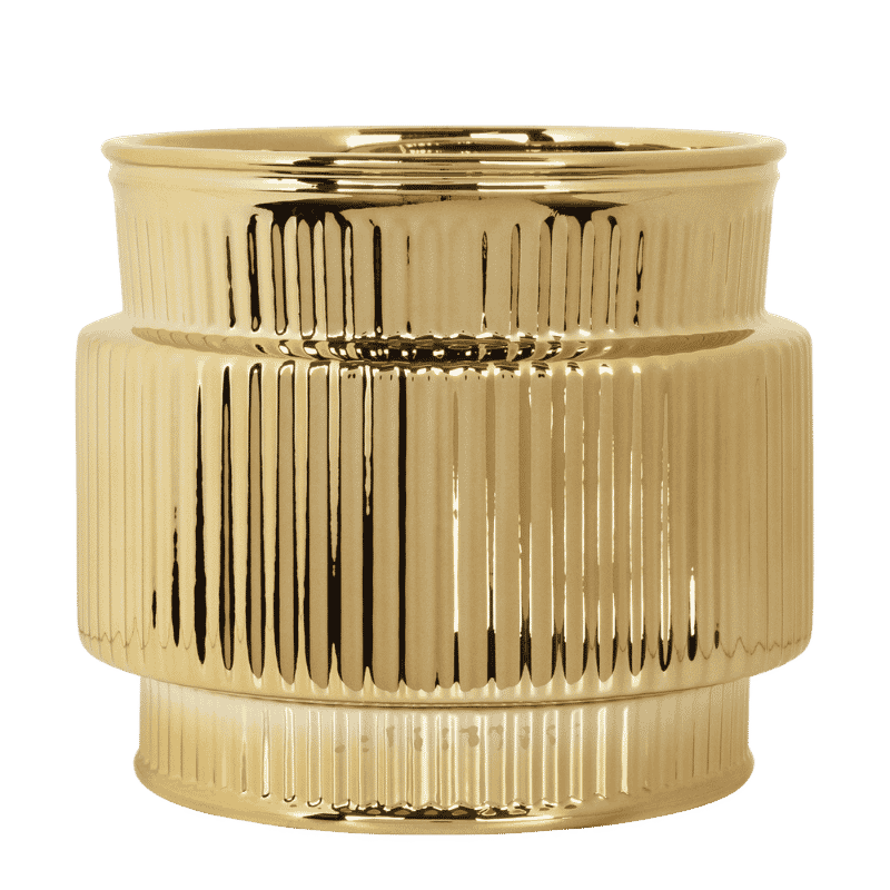 Cache-pot céramique nervuré métallisé - doré - 12 cm