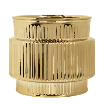 Cache-pot céramique nervuré métallisé - doré - 12 cm