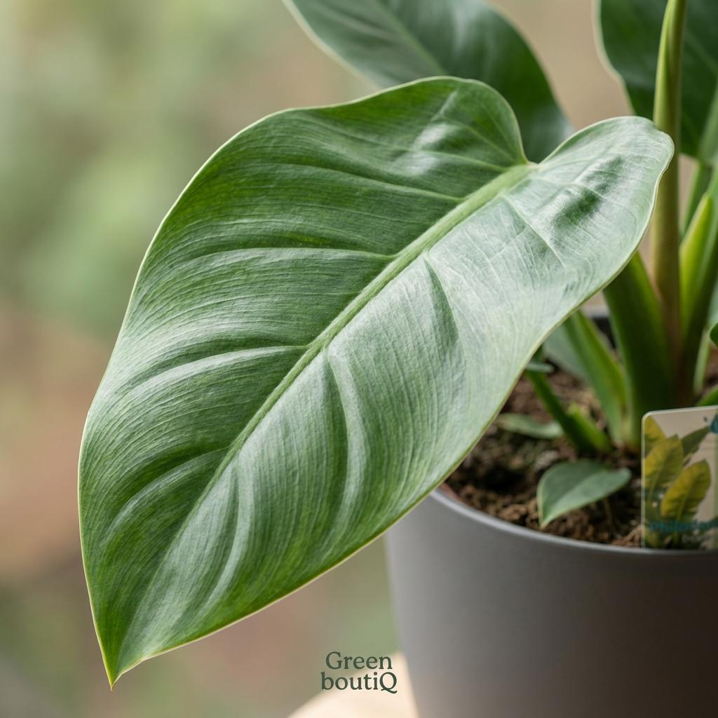 Plante d'intérieur - Philodendron - Philodendron Imperial Green - Vert - Entretien facile - 1 Plante - avec Potter Gris - Pot 19cm - Hauteur 65cm