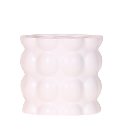 Cache-pot céramique mat texture bulles - douceur cosy - blanc