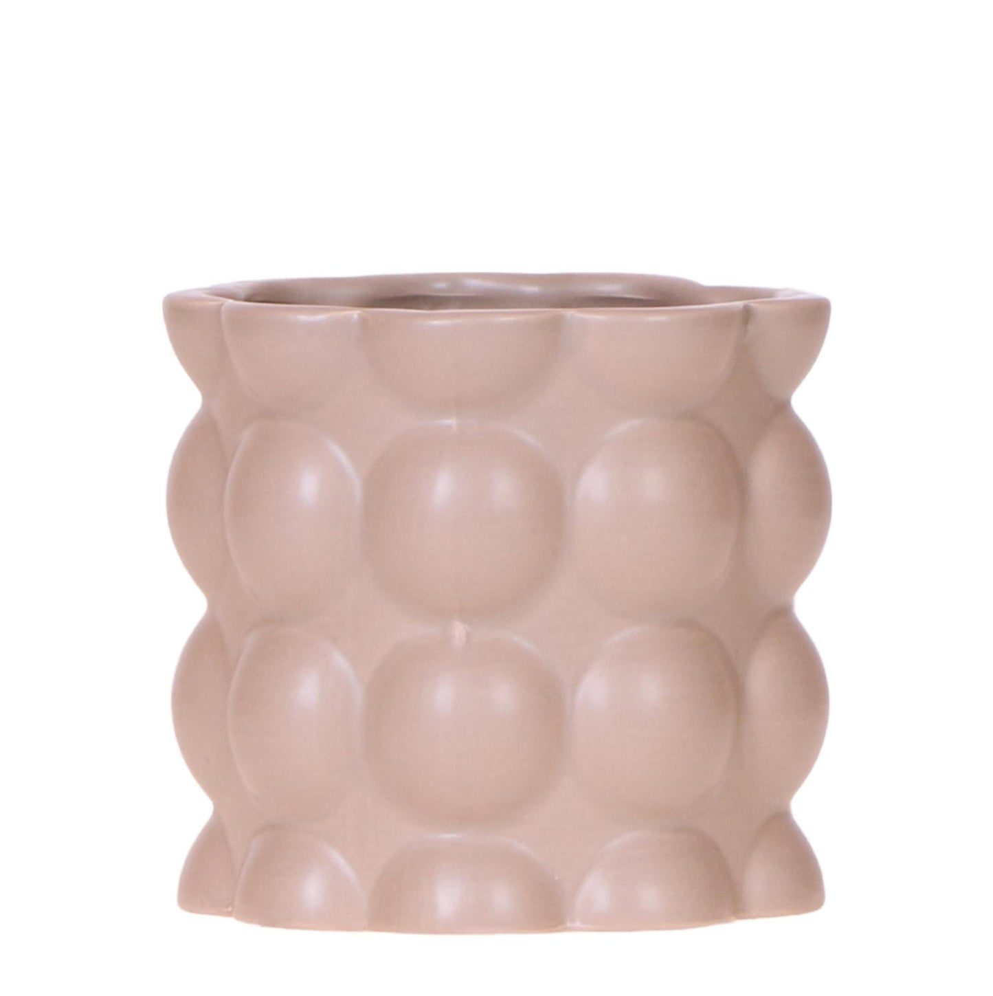 Cache-pot céramique mat texture bulles - douceur cosy - sable