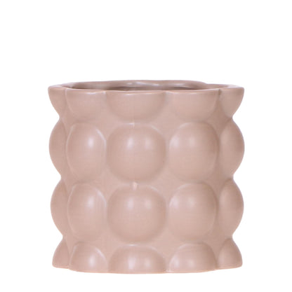 Cache-pot céramique mat texture bulles - douceur cosy - sable