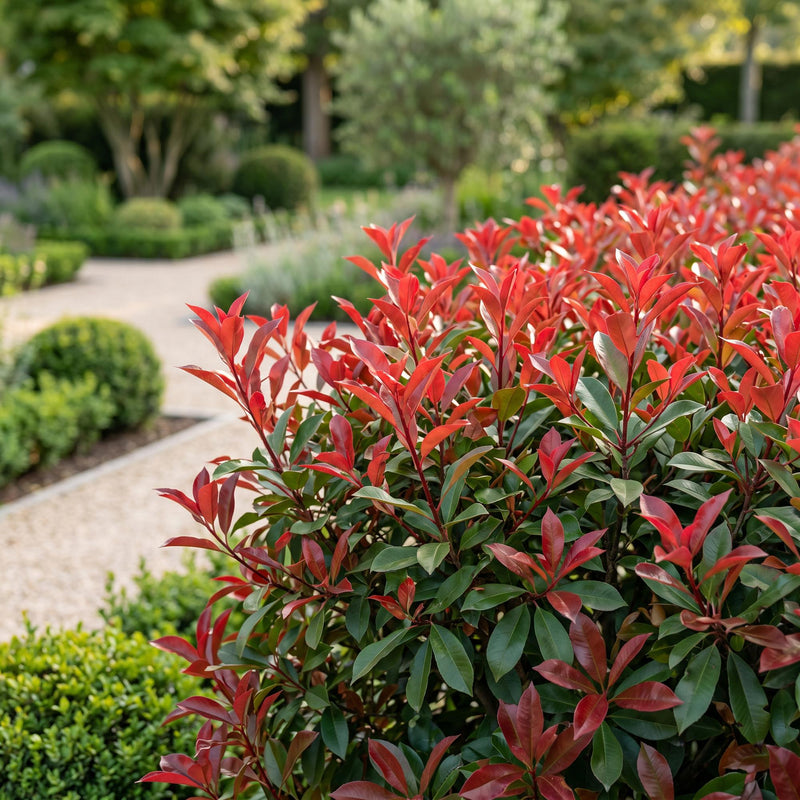 Photinia Carré Rouge (Photinia x fraseri), plante de haie persistante, Pot 9 cm, Hauteur 25-35 cm
