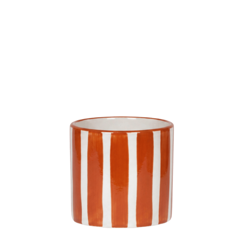 Cache-pot céramique rayé à la main - touche arty colorée