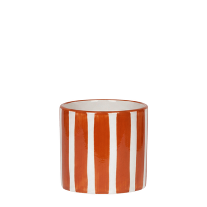 Cache-pot céramique rayé à la main - touche arty colorée
