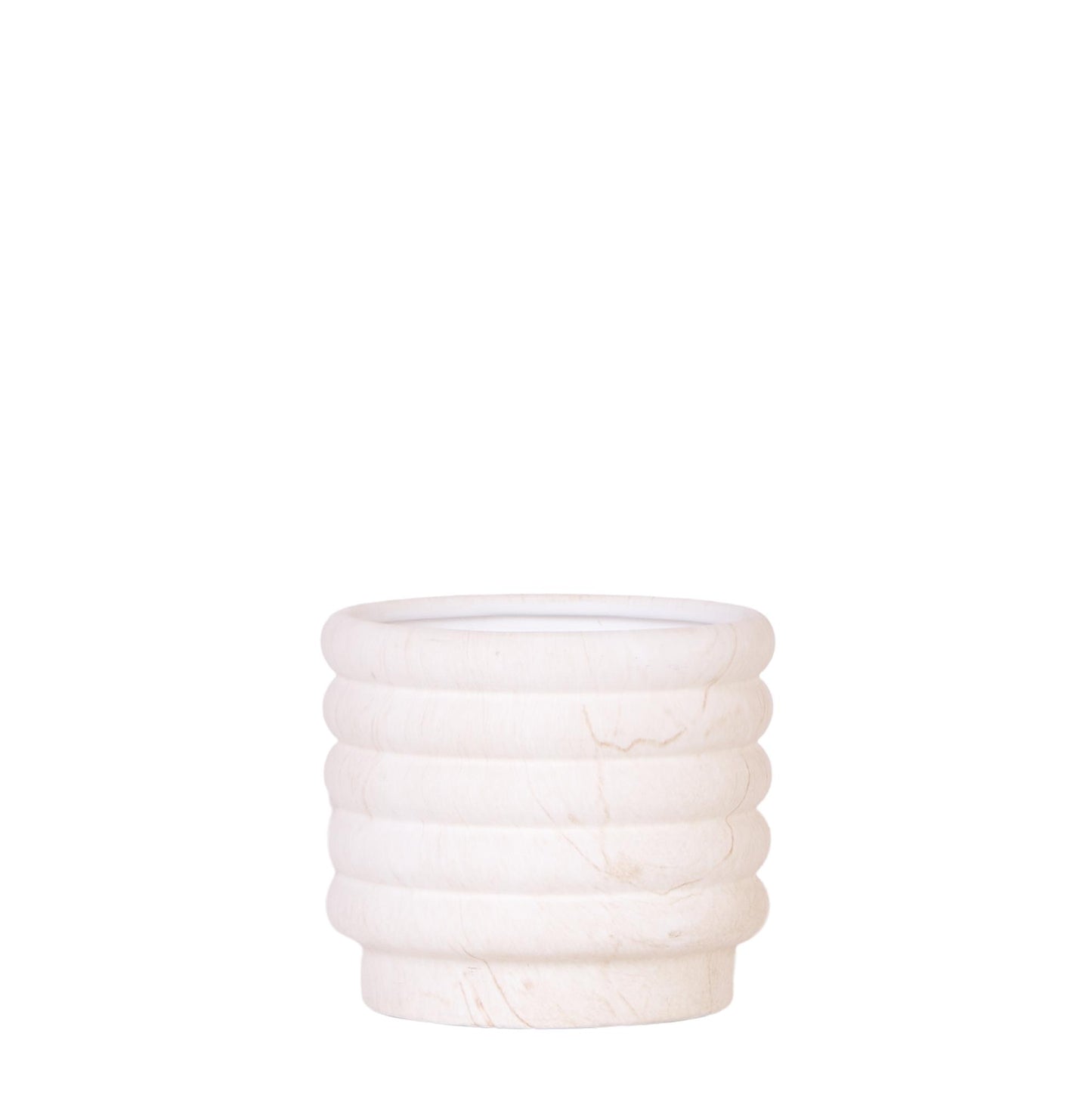 Cache-pot céramique effet marbre - élégance minérale claire