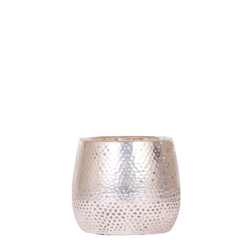 Cache-pot céramique argenté brillant Elite - allure précieuse