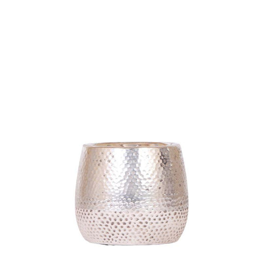 Cache-pot céramique argenté brillant Elite - allure précieuse