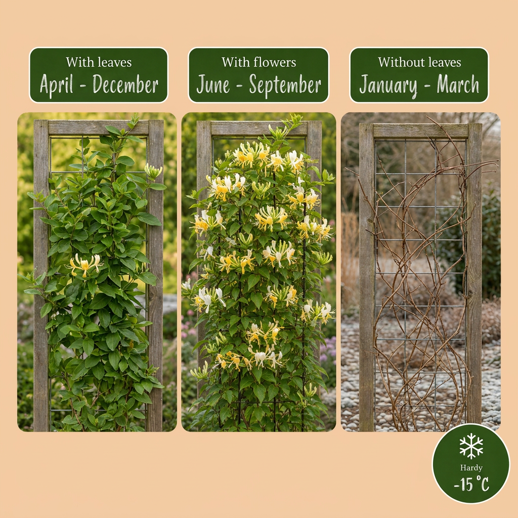 Chèvrefeuille du Japon 'Halliana' (Lonicera japonica) - grimpante persistante parfumée