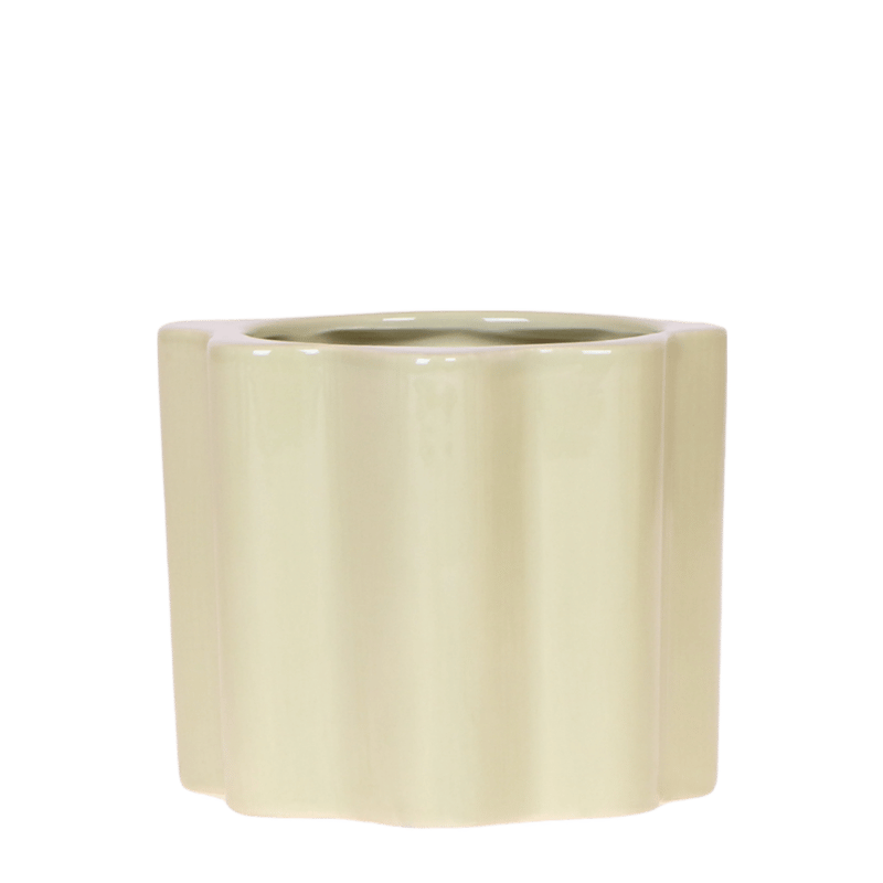 Cache-pot céramique à vagues verticales - pastel brillant et joyeux - vert