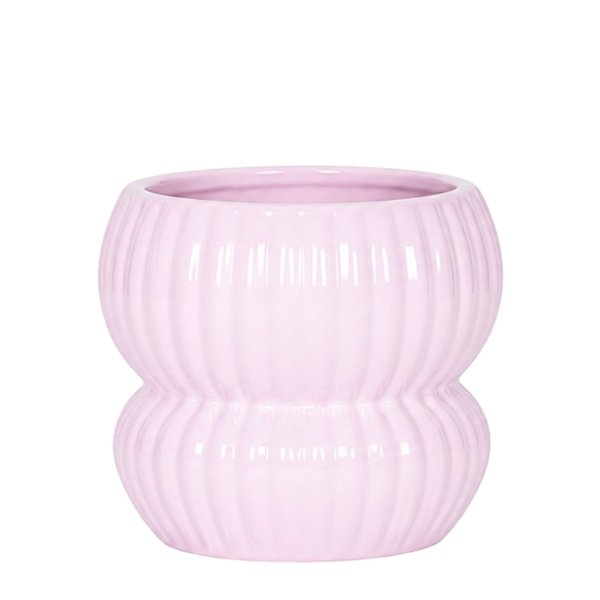 Cache-pot céramique nervuré arrondi - esprit romantique