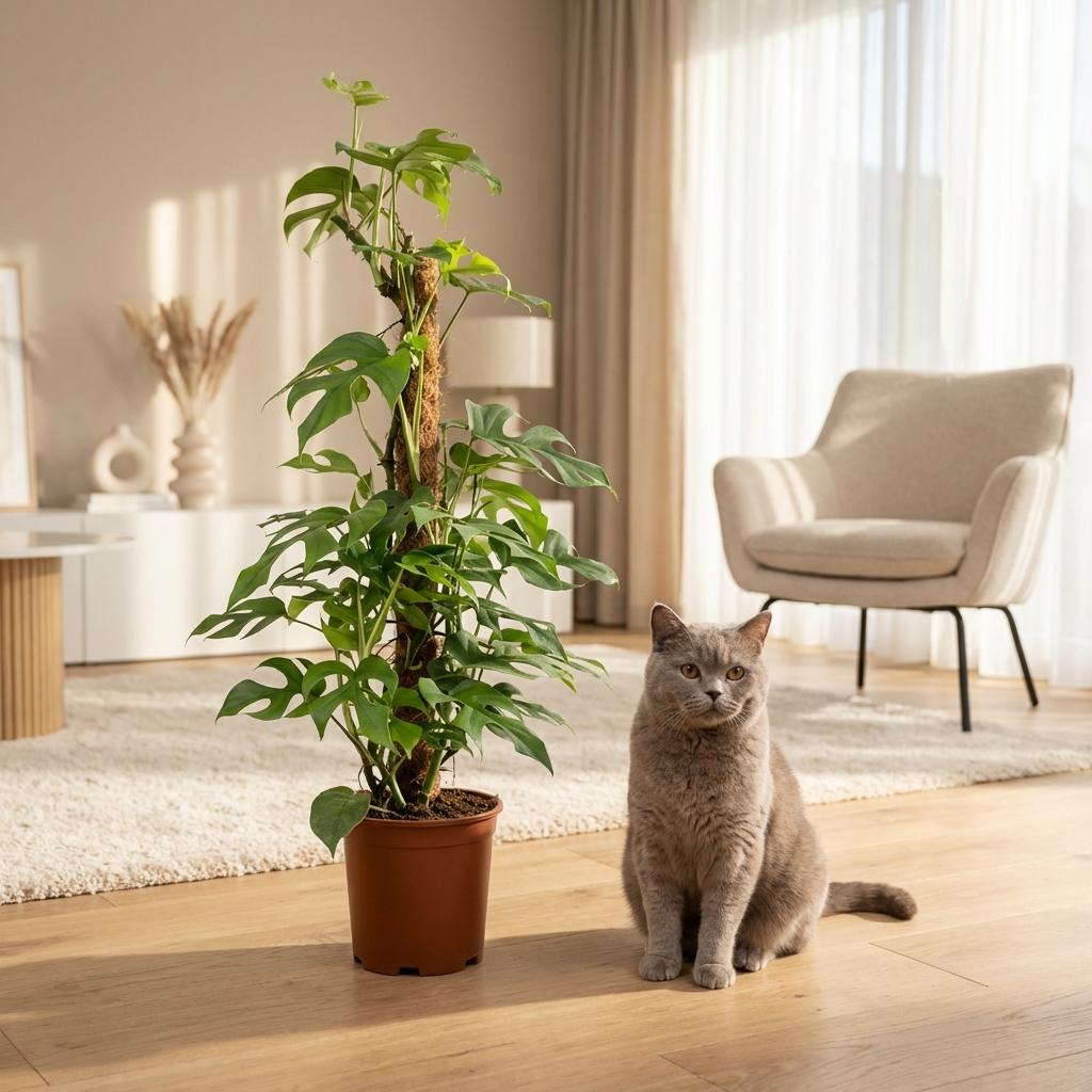 Plante d'intérieur - Mini Monstera - Monstera Minima sur Tuteur - Vert - Entretien facile - 1 Plante - Pot 19cm - Hauteur 90cm