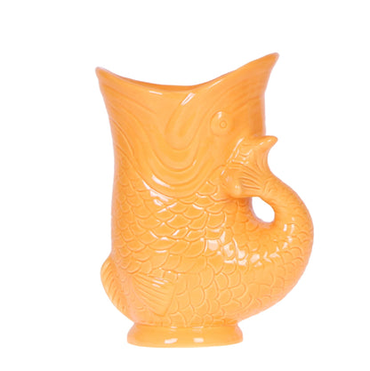 Cache-pot céramique forme poisson - touche ludique et marine - orange