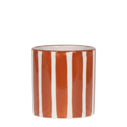 Cache-pot céramique rayé à la main orange, 9 cm