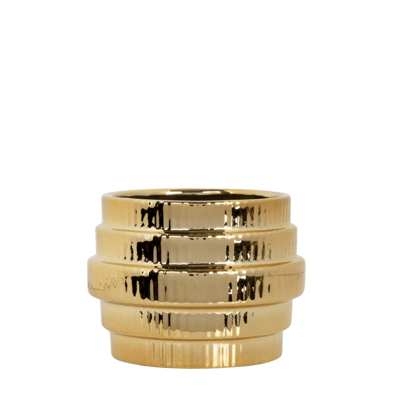 Cache-pot céramique métallisé à étages - doré - 6 cm