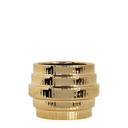 Cache-pot céramique métallisé à étages - doré - 6 cm