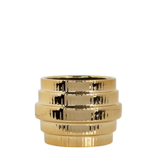 Cache-pot céramique métallisé à étages - doré - 6 cm