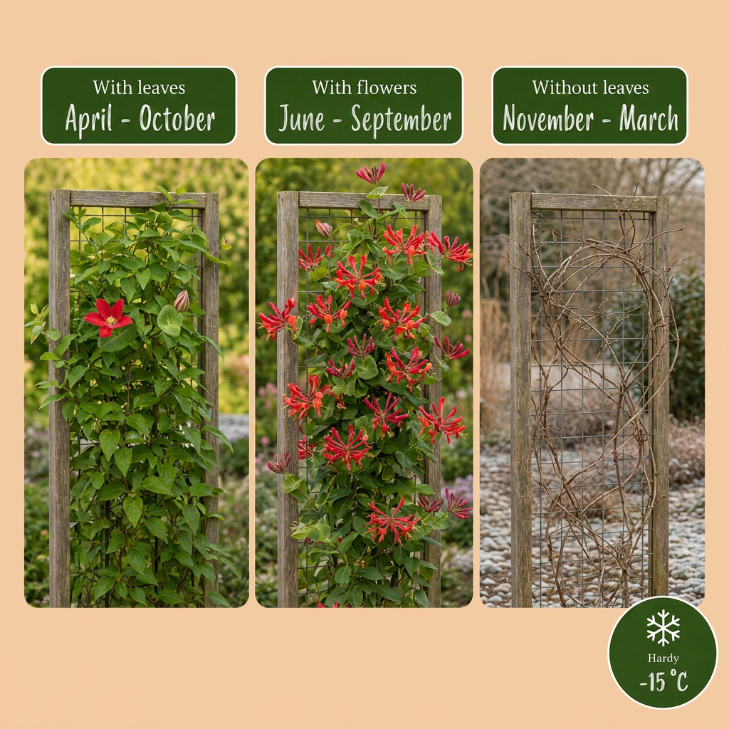 Chèvrefeuille écarlate 'Dropmore Scarlet' (Lonicera x brownii) - grimpante persistante