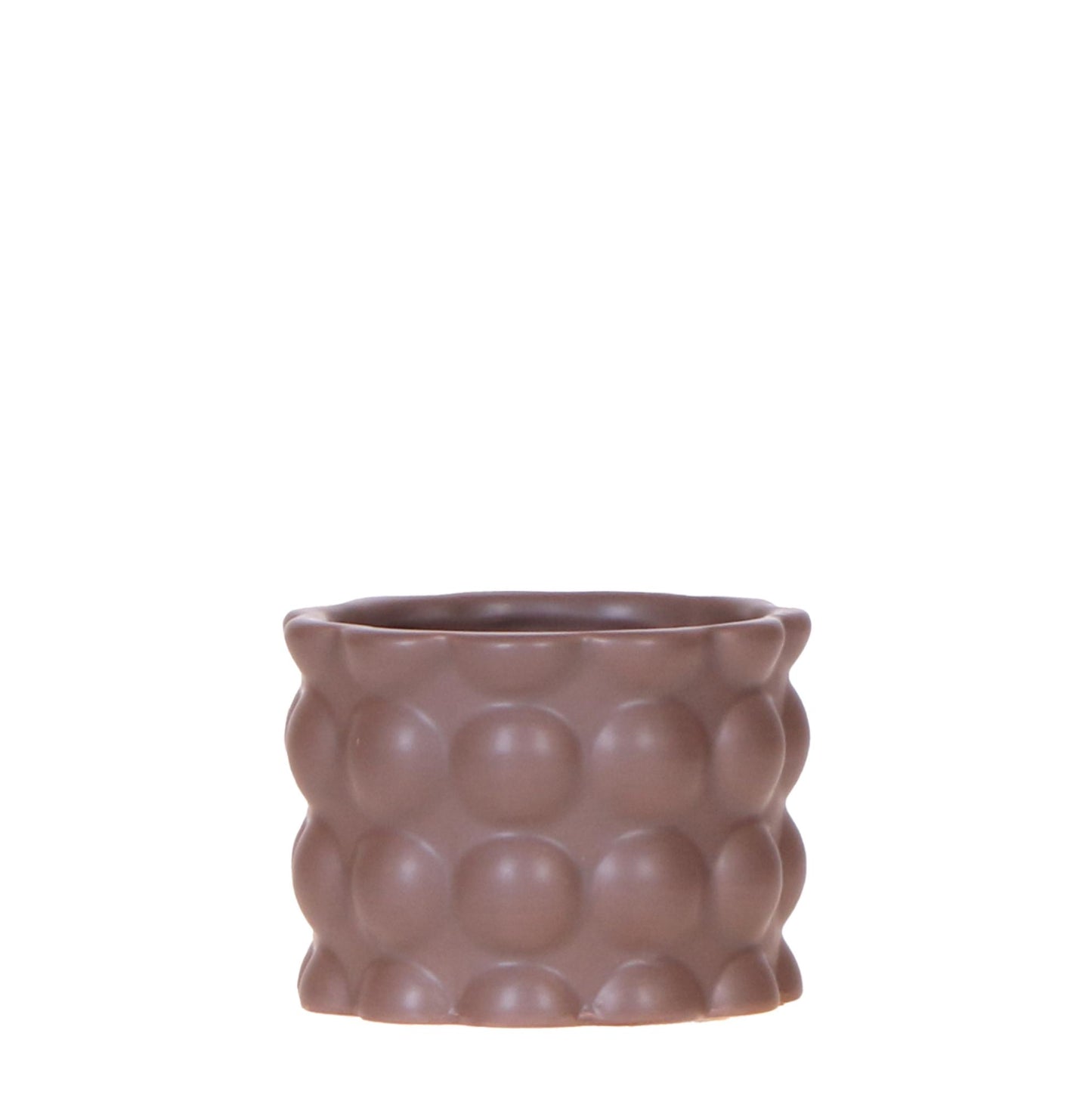Cache-pot céramique mat texture bulles - douceur cosy - brun