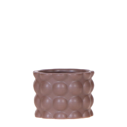 Cache-pot céramique mat texture bulles - douceur cosy - brun