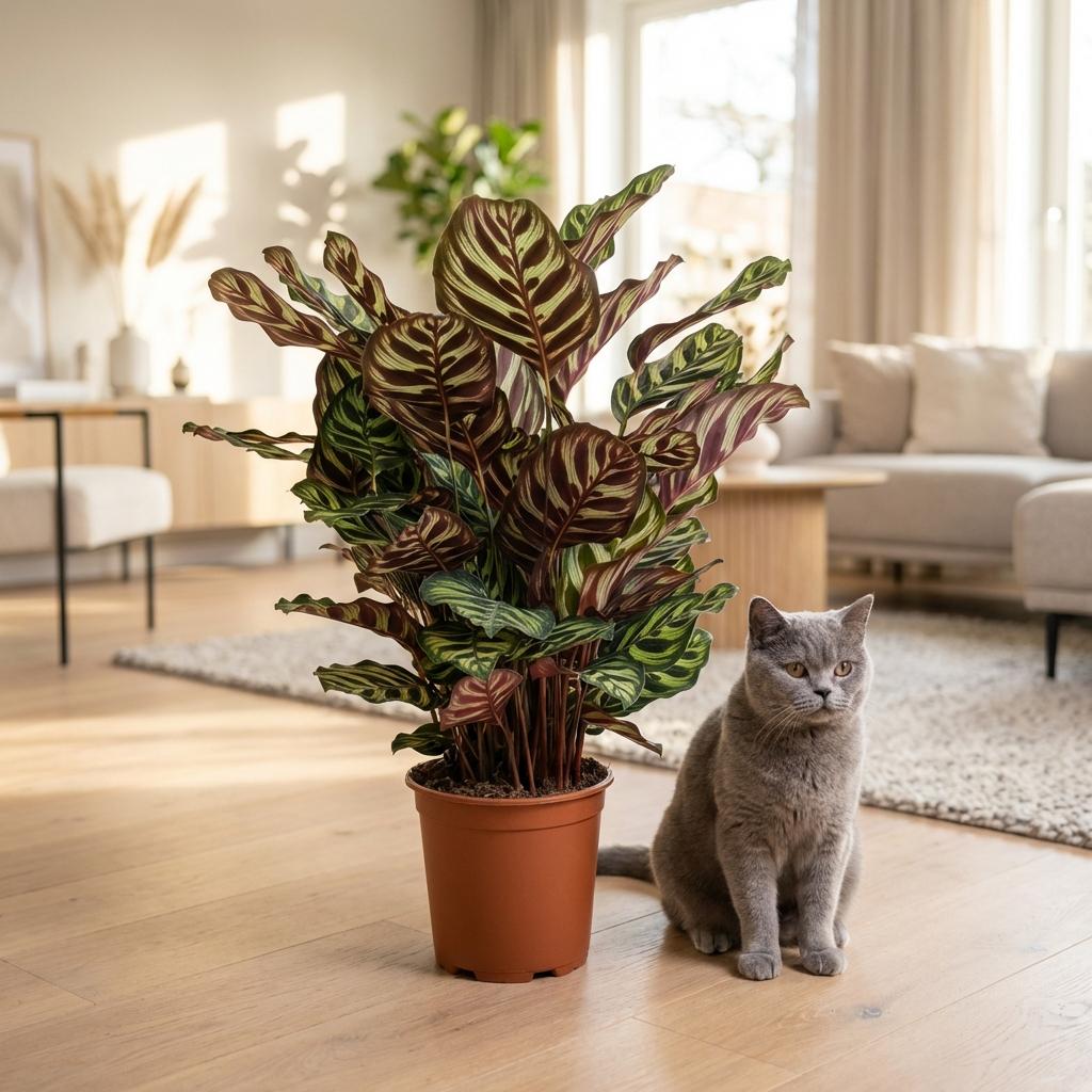 Plante d'intérieur - Plante Paon - Calathea Makoyana - Vert - Entretien facile - 1 Plante - Pot 19cm - Hauteur 70cm