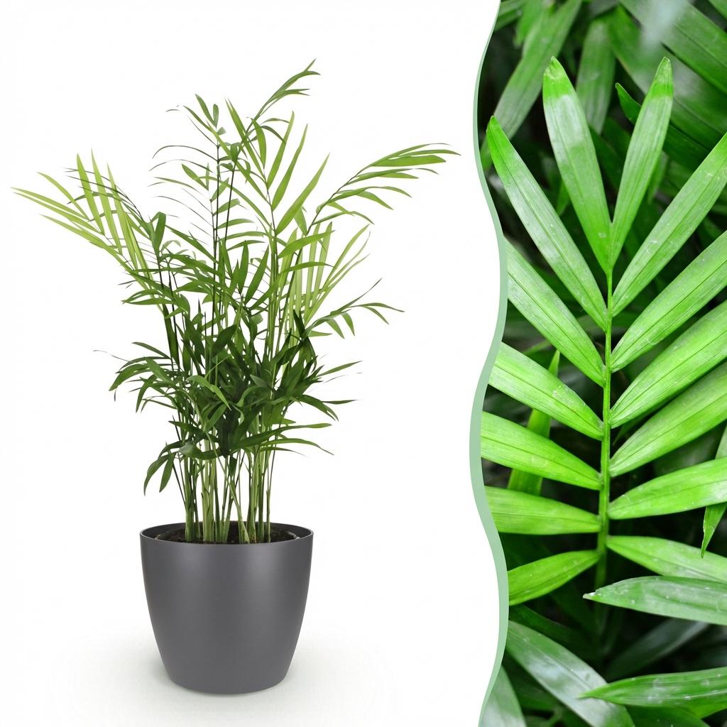 Plante d'intérieur - Chamaedorea elegans - Palmier en or - Plante amicale pour les animaux - Vert - 1 Plante - avec Pot Gris - Pot de 12cm - Hauteur de 15cm