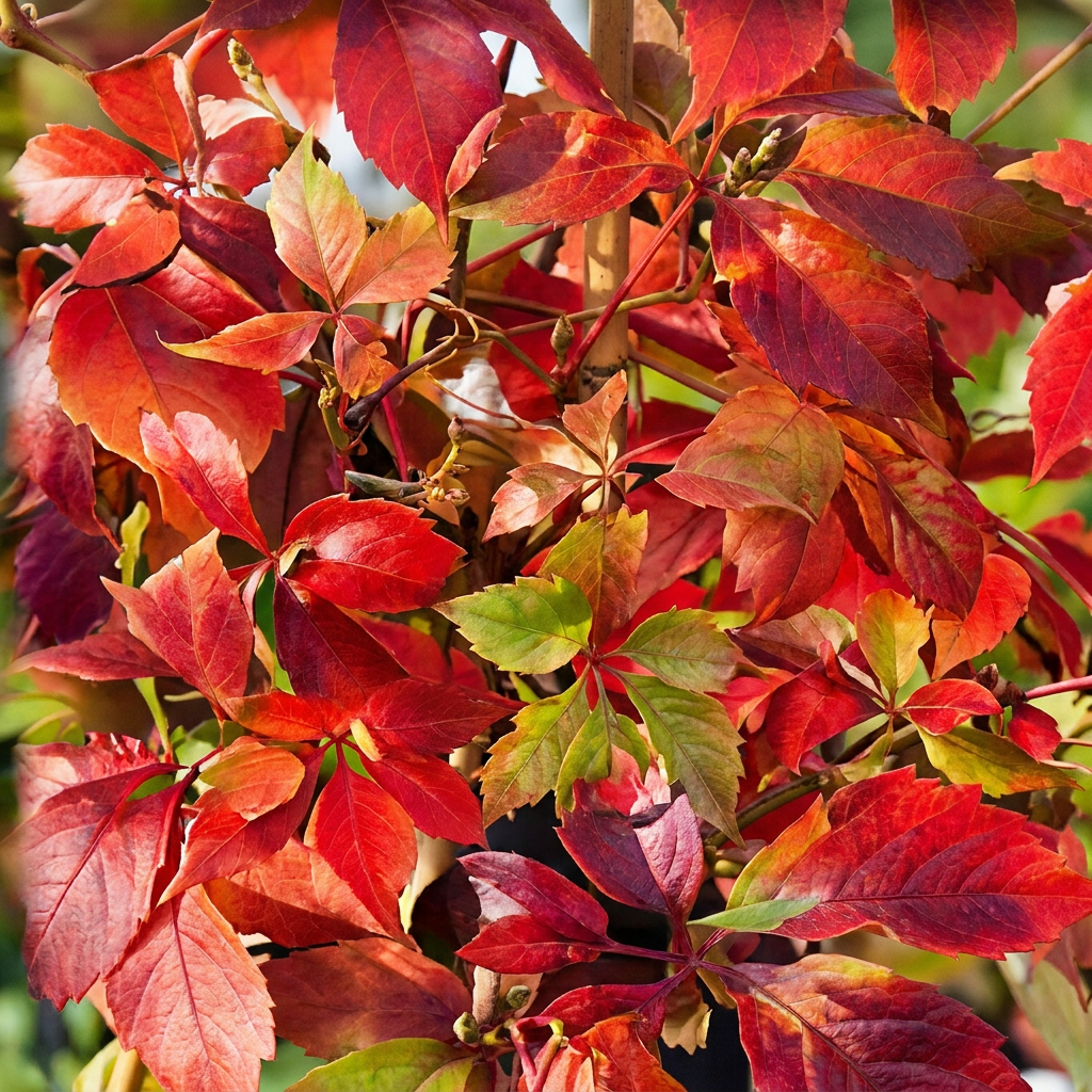 Vigne vierge d'Engelmann (Parthenocissus quinquefolia) - grimpante au feuillage flamboyant