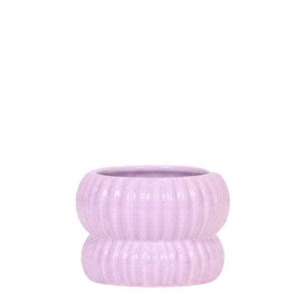 Cache-pot céramique nervuré arrondi - esprit romantique