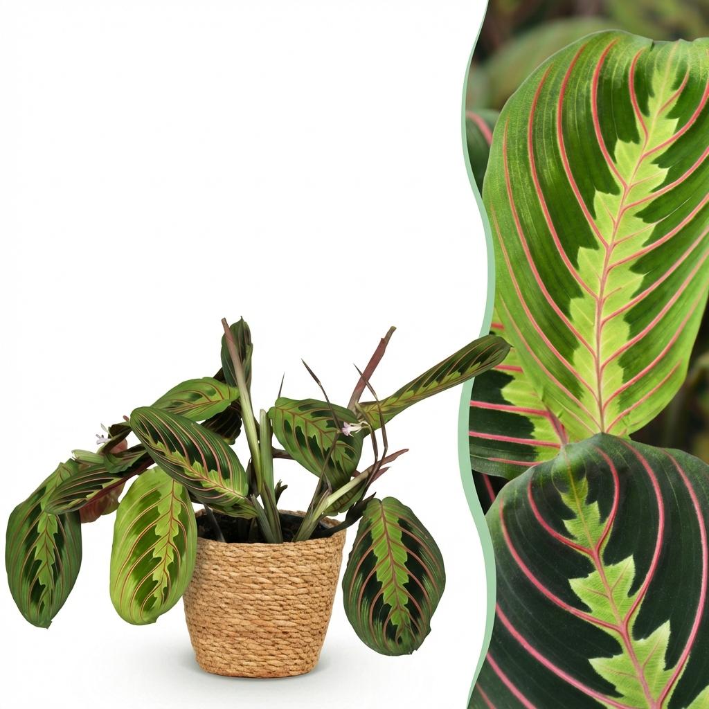 Maranta Fascinator Tricolour plante d'intérieur pot 12cm feuillage tricolore vert rose rouge prayer plant