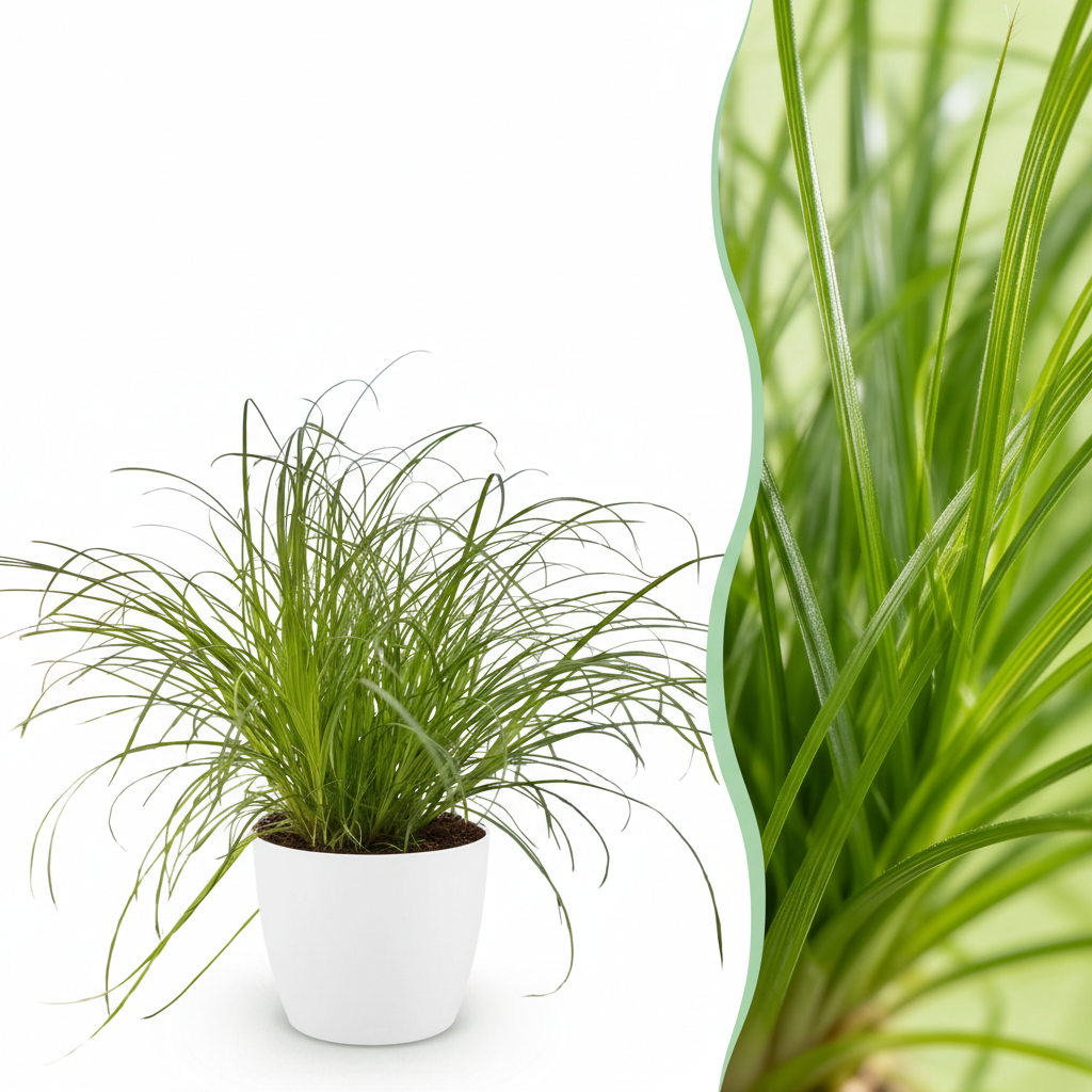 Plante d'intérieur - Cyperus alternifolius Zumula - Plante à chats - Plante amicale pour les animaux - Vert - 1 Plante - avec Potter Blanc - Pot 12cm - Hauteur 20cm