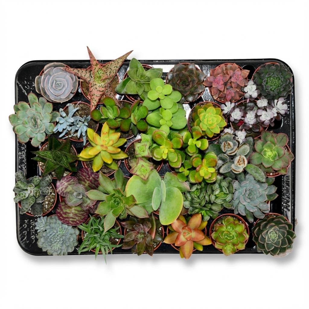 Mini Succulentes Mix plantes grasses en pot de 5,5 cm, collection variée Echeveria Sedum Crassula pour intérieur
