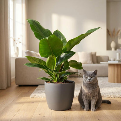 Plante d'intérieur - Philodendron - Philodendron Imperial Green - Vert - Entretien facile - 1 Plante - avec Potter Gris - Pot 19cm - Hauteur 65cm
