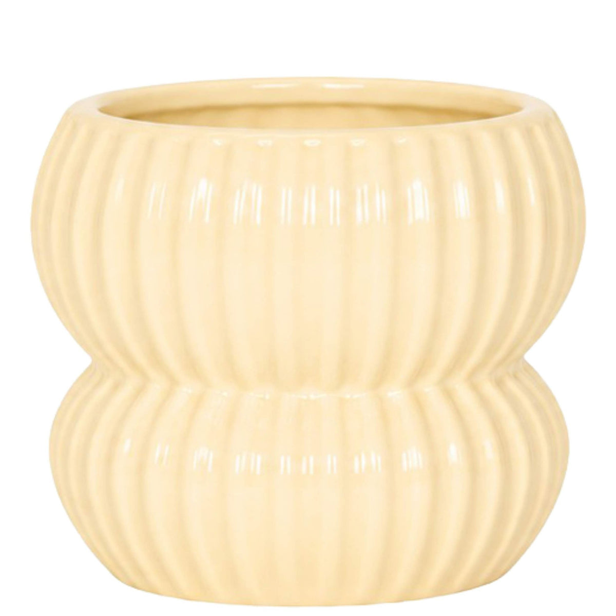 Cache-pot céramique nervuré arrondi - esprit romantique