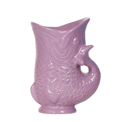 Cache-pot céramique forme poisson - touche ludique et marine - lilas