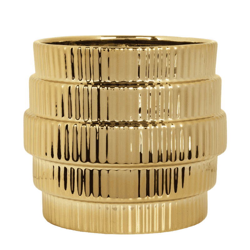Cache-pot céramique métallisé à étages - doré - 12 cm