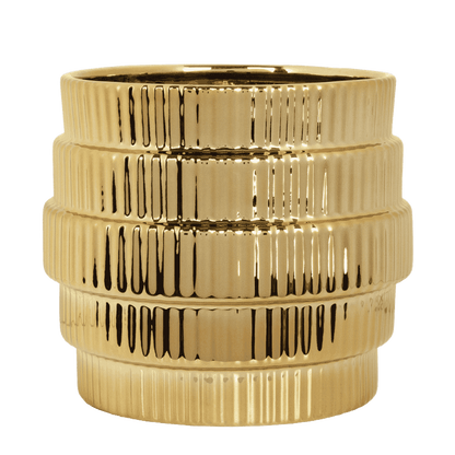Cache-pot céramique métallisé à étages - doré - 12 cm