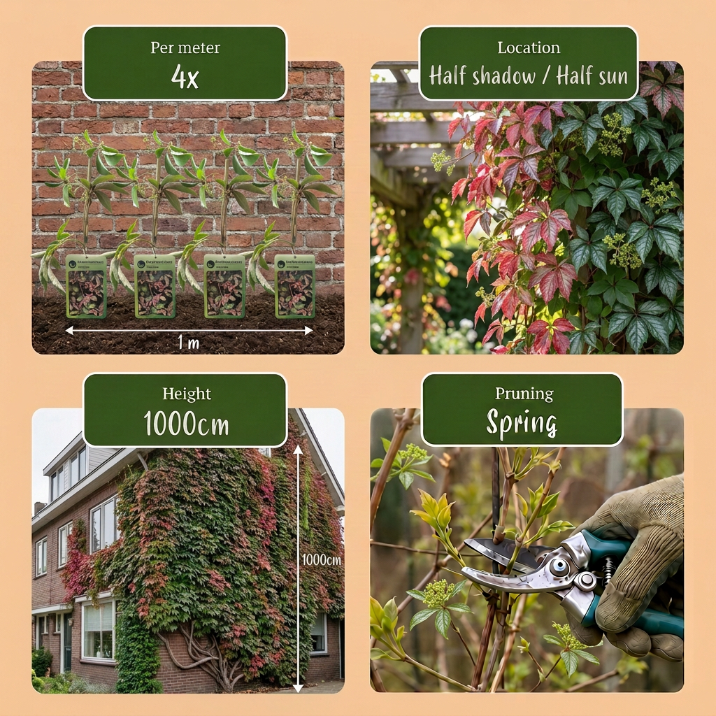 Vigne vierge de Henry (Parthenocissus henryana) - grimpante au feuillage flamboyant