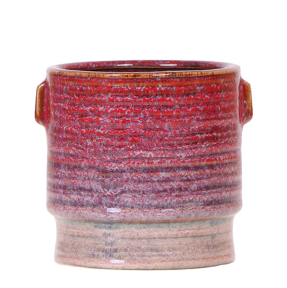 Cache-pot céramique émaillé - dégradé terracotta rétro
