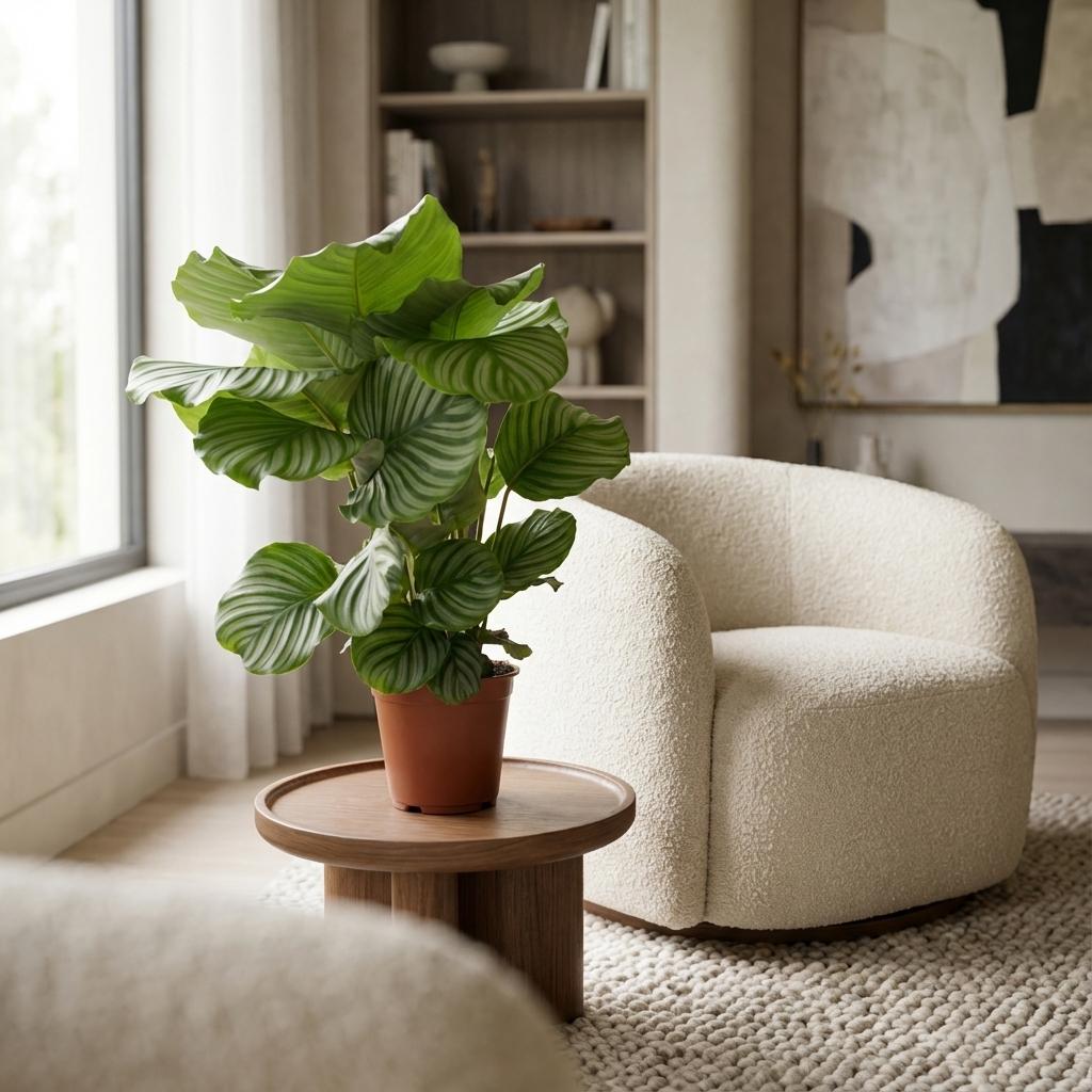 Calathea orbifolia en situation dans un intérieur