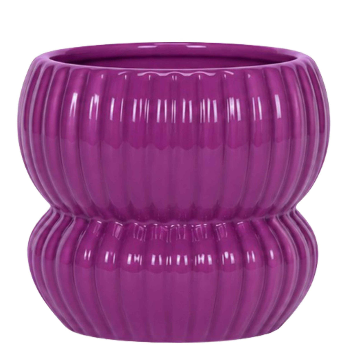 Cache-pot céramique nervuré arrondi - esprit romantique