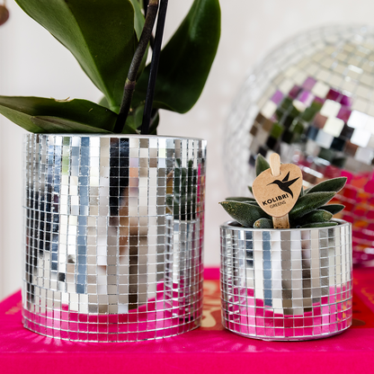 Cache-pot céramique effet miroir - éclat disco glamour
