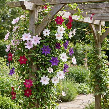 Clématite Rainbow en mélange de couleurs (Clematis) - grimpantes fleuries