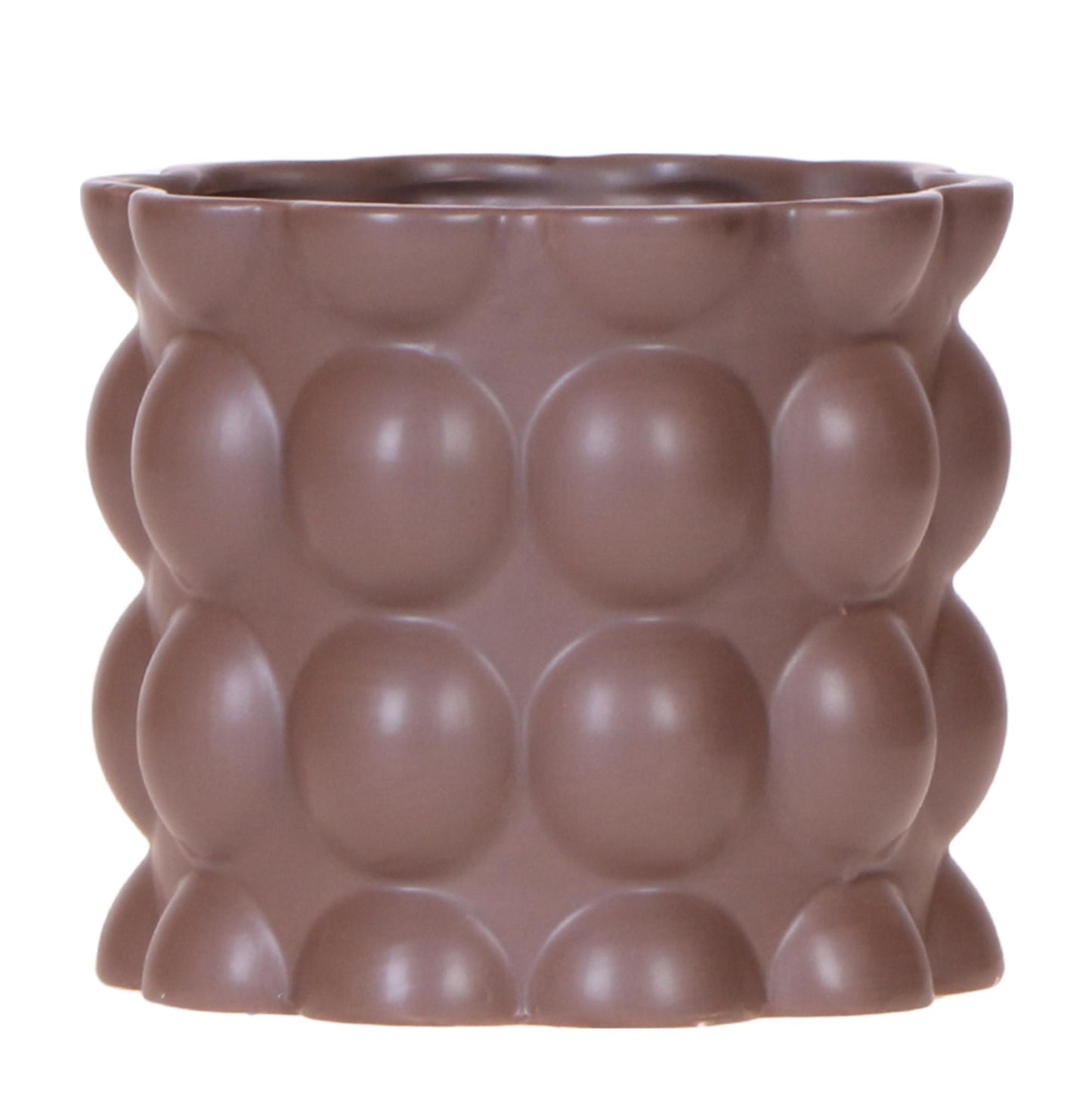 Cache-pot céramique mat texture bulles - douceur cosy - brun