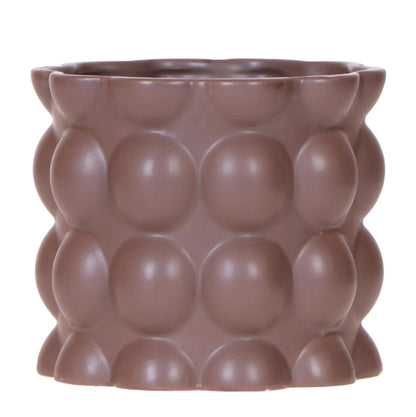 Cache-pot céramique mat texture bulles - douceur cosy - brun