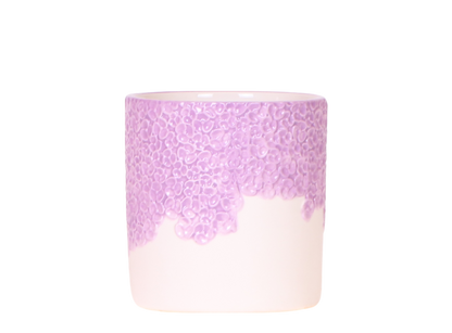 Cache-pot céramique en relief floral - courbes douces et coloris tendres - lilas